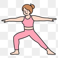 Yoga girl png sticker, healthy lifestyle cartoon character doodle on transparent background