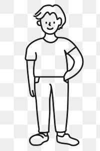 Casual man png sticker, person doodle character line art on transparent background