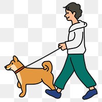 Png nan walking dog sticker, part-time job cartoon character doodle on transparent background
