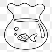 Fish bowl png sticker, home decor, transparent background