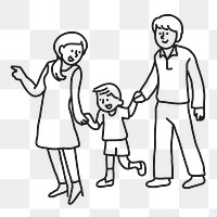 Family png sticker, parents and kid, transparent background