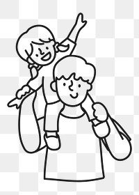 Piggyback ride png sticker, father & daughter, transparent background