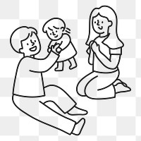 Family png sticker, parents & baby, transparent background