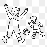 Boys playing football png sticker, brothers, transparent background