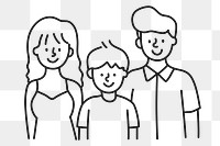 Family portrait png sticker, parents and son, transparent background