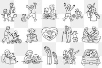 Family png sticker set, activity, transparent background