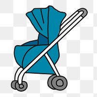 Baby stroller png sticker, pram transparent background