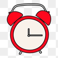 Red clock png sticker, object  transparent background