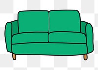 Green couch  png sticker, furniture transparent background