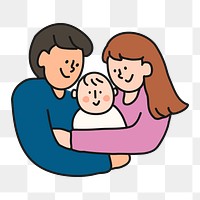 Parents and baby png sticker, family, transparent background