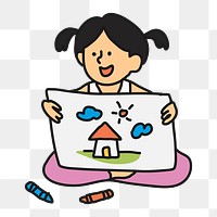 Drawing girl png sticker, kid transparent background