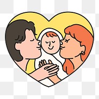 Family kissing baby png sticker, loving and caring transparent background