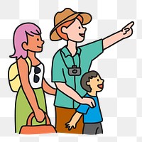 Family day out png sticker, traveling transparent background