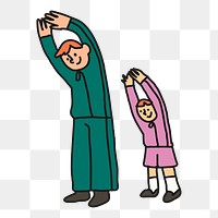 Family exercising png sticker, fitness transparent background