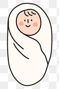 Swaddling baby png sticker, newborn transparent background