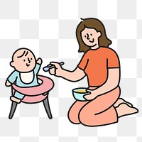 Feeding baby png sticker, mother & child transparent background