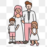 Nuclear family png sticker, parents and children transparent background