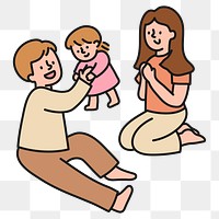 Family png sticker, parents & baby transparent background