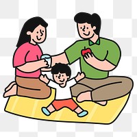 Family picnic png sticker, leisure activity transparent background
