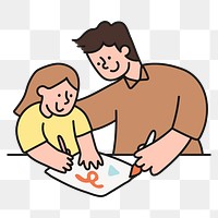 Father & daughter png sticker, education transparent background