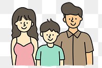 Family portrait png sticker, parents and son transparent background