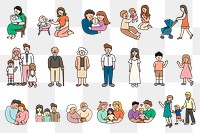 People png stickers set, family members transparent background