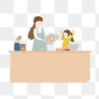 Mother png baking cookies clipart, hobby illustration