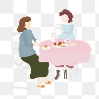 Women png having brunch clipart, cartoon illustration  