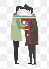 Gay couple png clipart, aesthetic LGBTQ cartoon illustration