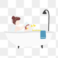 Woman bathing png clipart, daily routine illustration