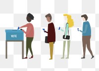 People voting for election png clipart, cartoon illustration