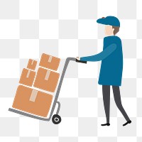 Parcel png delivery man clipart, job, character illustration