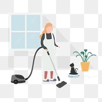 Woman cleaning png clipart, house chore, housewife illustration