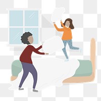 Pillow fight png clipart, happy family illustration