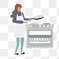 Mother png cooking breakfast clipart, house chore, character illustration