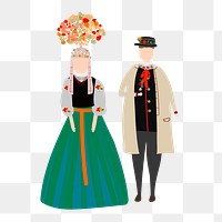 Polish png traditional wedding costume clipart, bride and groom illustration