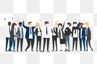 Business people png cheering clipart, teamwork, character illustration 