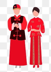 Chinese png traditional wedding costume clipart, bride and groom illustration