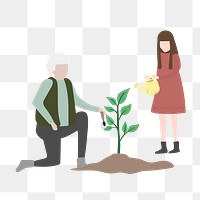 Man planting tree png clipart, save the planet campaign 