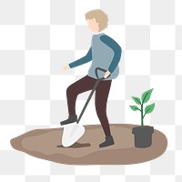 Man planting tree png clipart, save the planet campaign 