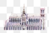 Watercolor Notre-Dame Cathedral png, Paris medieval architecture, transparent background