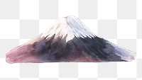 Mount Fuji png watercolor illustration on transparent background