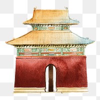 Ming Tombs png watercolor illustration, China tourist attraction, transparent background