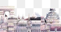 Historical landmarks png transparent background, watercolor aesthetic