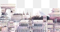 Historical landmarks png transparent background, watercolor aesthetic