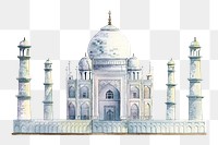 Taj Mahal png watercolor sticker, architecture illustration, transparent background