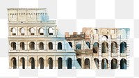 Colosseum watercolor png sticker, Italy's historical landmark, transparent background