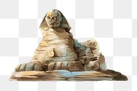 Watercolor Great Sphinx png of Giza, Egypt monument illustration, transparent background