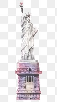 Statue of Liberty png watercolor sticker, New York's famous attraction, transparent background