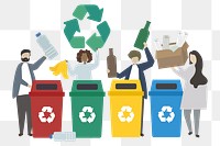 Recycle people png cartoon collage element clipart, environmental friendly community illustration on transparent background